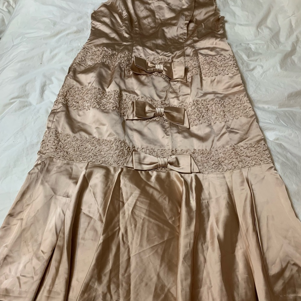 Vintage 1950's Satin long pink champagne dress. Wedding or prom etc.